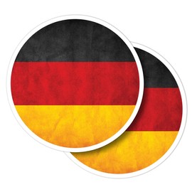 Vinyl Round Stickers (Set of 2) 10cm - Distressed German Flag Germany for Laptops, Tablets, Luggage, Scrap Booking, Fridges #56005