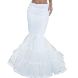 XUYUH Petticoat Women Layered Fishtail Petticoat Underskirt Hoopless Tulle Bridal Crinoline Slip, Total Length:100cm, White