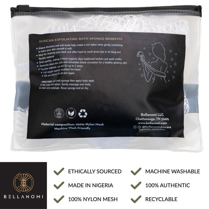 Bellanomi African Exfoliating Net Sponge for SENSITIVE SKIN Bath Sponge:_Yellow