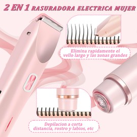 Rasuradora Mujer 2 En 1,Afeitadora Electrica Mujer,Depiladora Mujer,Usb Recargable,Portátil Resistente Al Agua Para Rasuradora Intima Mujer Para Zona de Bikini, Axilas,Facial y Brazos