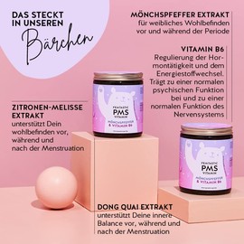 PMS Gummies - Monk Pepper, Vitamin B6 & Dong Quai Extract - Vit B6 contributes to regulating your hormone balance - Vegan - Monthly Supply - Femtastic PMS Vitamin Bears with Benefits