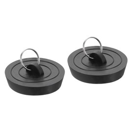 sourcing map 2pcs Rubber Drain Stopper with Hanging Ring, Bathtub Drain Plug Fits 2 Inch to 2-1/8 Inch, Rubber Sink Stopper Drain Plug for Bathtub, Kitchen and Bathroom, Black