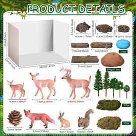 Simgoing Forest Diorama Kit Project Supplies Include Woodland Animals Figures Deer Figures Artificial Model Tree Fake Rocks Moss with Gift Box for Gifts Birthday Christmas Party Favors