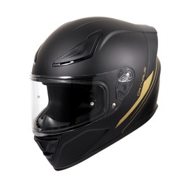 OTS Dual Clear & Tinted Visor Full Face DOT Motorcycle Helmet - Lightweight Airflow ABS Shell, Quick-Release Buckle, Washable Liner for Men Women(Matte Black Gold, XX-Large)