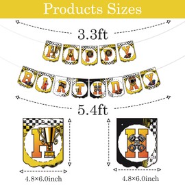Race Car Birthday Decorations, Racing Car Happy Birthday Banner, Let's Go Racing Birthday Party Decorations for Boys Kids