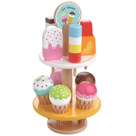 Sky-blue L40180 Wooden Ice Cream Stand with 5 Ice Cream Sticks and 5 Ice Cream Cones