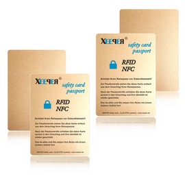 XEEPER RFID NFC Blocker Card for Passport Gold Edition - Double Pack (2 Pieces), gold, rfid wallet