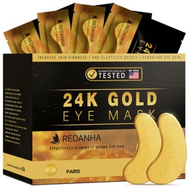REDANHA 15 Pairs 24K Gold Under Eye Patches Face Masks Dark Circles Puffy Eye Bags Collagen Skincare Spa Trip Eye Mask