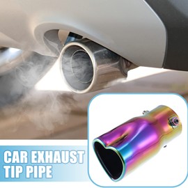 A ABSOPRO Car Exhaust Tip Pipe Heart Shaped Applicable Diameter 2.36" Universal Exhaust Pipes Muffler Tip Tailpipe Bolt-On Metal Multicolor