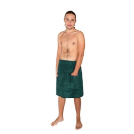 Arus Men's Towel Wrap, 100% Turkish Organic Terry Cotton, Hunter Green, P/S