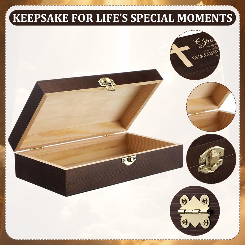 Memory Keepsake Box for Baptism Gifts Christening Wooden Gift Box