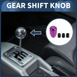 INFINAUTO Car Shift Knob, 6cm Universal for 5 Speed Manual Transmission Vehicle Gear Shifter Knob with 3 Adapter Aluminum Alloy Purple, 1 Set
