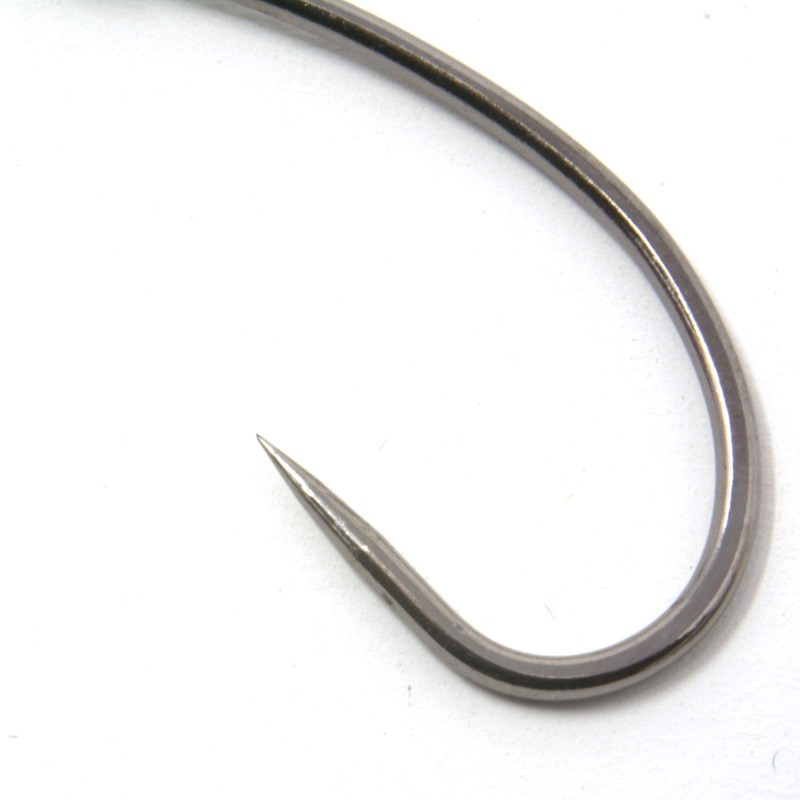 Phoxinus Curve Shank Carp Hooks, 50 Pack, Barbless, Size 12.