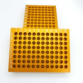 96 Well Aluminum Cooling Block, PCR Plate Cooler for 0.2ml PCR Test Tube, Micro Centrifuge Tubes, 8 x 12 Array, Golden