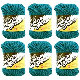 Bulk Buy: Lily Sugar'n Cream Yarn 100% Cotton Solids and Ombres (6-Pack) Medium #4 Worsted (Teal Solid)