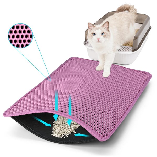 FADEYJ Cat Litter Mat, Kitty Litter Collector, Double Layered Honeycomb