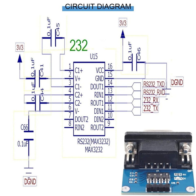 AYMBH MAX3232 RS232 to TTL Serial Port Converter Transceiver Module