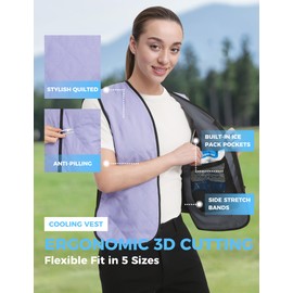 HENNCHEE Cooling Vest for Men & Women Ice Vest with 12 PCS Ice Packs, Body Cool Clothing for Hot Weather Outside Activities Purple L