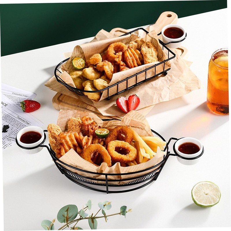 Ciieeo 1Pc Stainless Steel Frying Basket Black French Fries Container