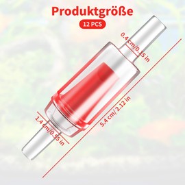 Pack of 12 check valve aquariums, disposable check valves, plastic check valve for aquariums, for 0.4 cm airline, hose, fish tank accessories (red)