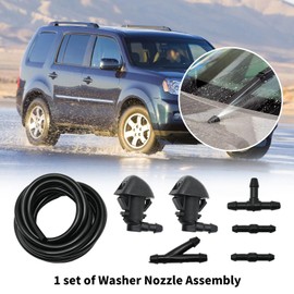 76810SZAA01ZA Front Windshield Washer Nozzle Assembly Replacement for Honda Pilot 2009-2015 Hood Wiper Fluid Nozzle w/Connectors Fluid Hose 76810-SZA-A01ZA