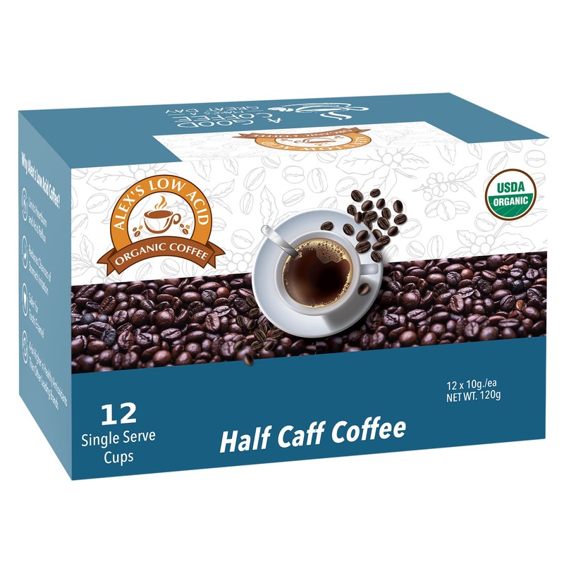 Alex's Low Acid Organic Coffee K-Cups (12 Servings) - Half