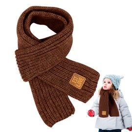 LXYYDS Knitted Scarf Kids, Kids Scarf, Kids Winter Knitted Scarf, Kids Knitted Scarf Wool Scarf, Kids Scarf Winter, Baby Scarf, Winter Knitted Scarf for Girls and Boys 2-10 Years, coffee