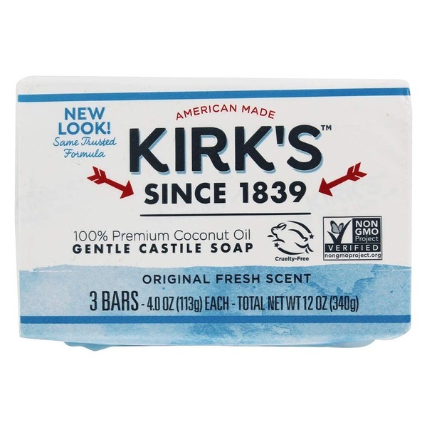 Kirk's Original Coco Castile Soap 4 Ounces 6 Bars (2 x 3-Pack) by Kirk's