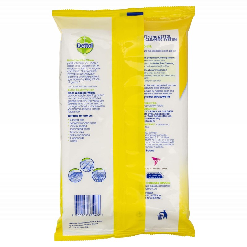 Dettol Antibacterial Floor Cleaning Wipes Lemon & Lime (25 Pack)