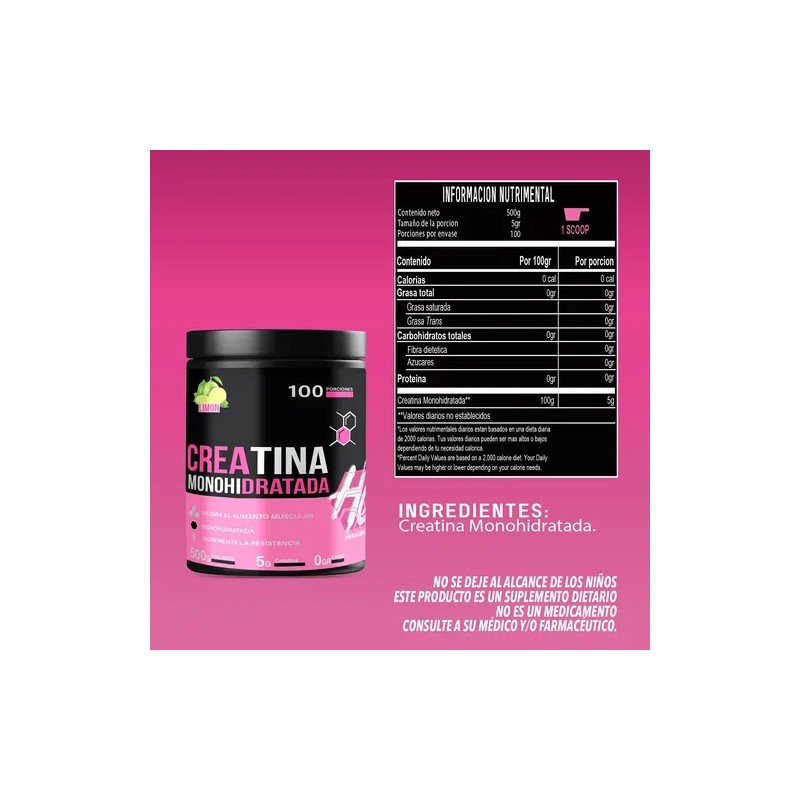 Suplemento Creatina Monohidratada 500g Heragen 100servicios