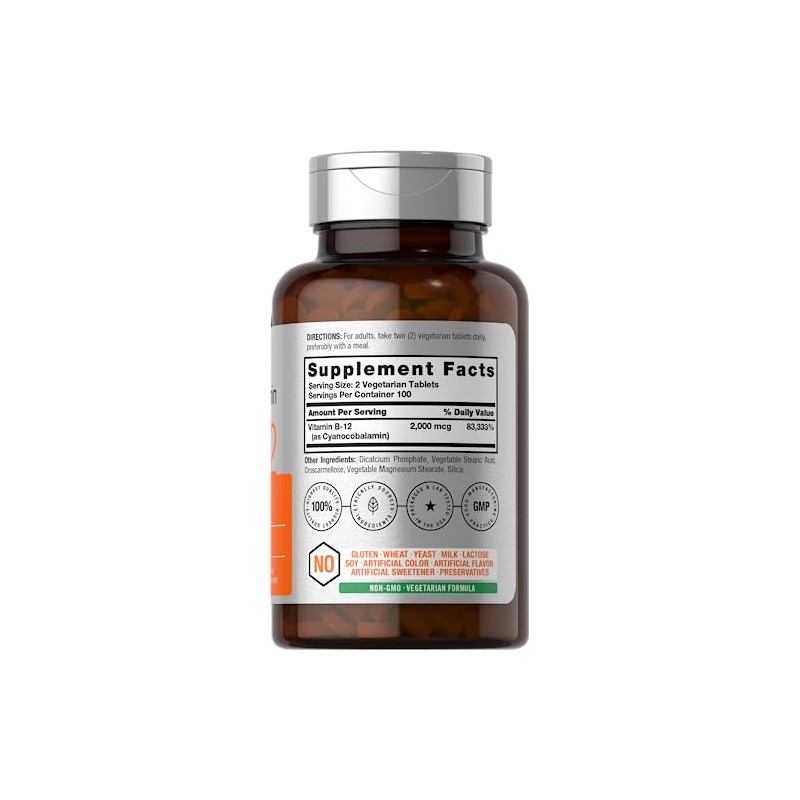 Horb Ach Vitamina B12 2000 Mcg 200 Comprimidos Suplemento Vegetariano