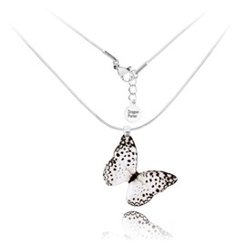 Schön Klein Gartenkollektion Halsketten Kette mit Anhänger Schmuck für Damen (Stil 26 - Schmetterlings Weiß und Schwarz)