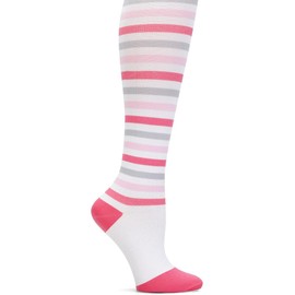 Nurse Mates Socks | 12-14 mmHg Compression | Over The Calf | Comfort Support | 1 Pair | Pink Grey Stripe
