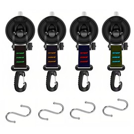 WUSJCOF Saugnapf Haken Camping Set, 4 Stück Starke Saugnäpfe mit S-Haken für Auto Markise, Zelte, Wohnmobil Zubehör, Multifunktionale Camping Saugnäpfe