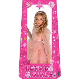 Hot Pink Let's Go Girls Birthday Photo Booth Prop 4.5ft Tall Life Size Stand in Cardboard, Western Cowboy Photo Booth Props for Girls,Wild West Backdrop Last Disco Cowgirl Bachelorette Party Supplies