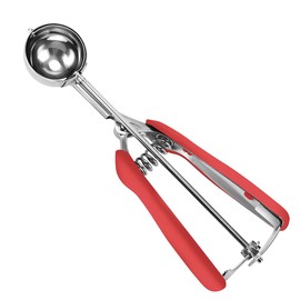 HOMURE Cookie Scoop - 1.5 Tbsp, Spring-Loaded, Red, Stainless Steel, Comfortable Grip