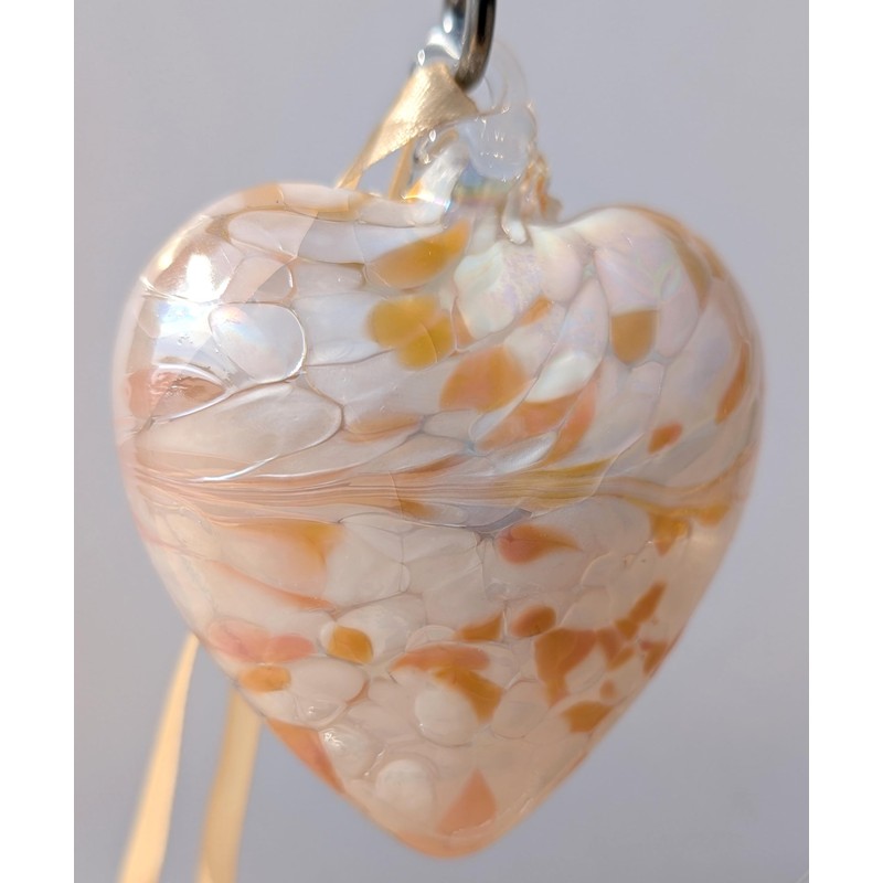 Amelia Art Glass Birthstone Heart April (Diamond) with Heart Stand