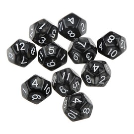 Yourandoll 10pcs Polyhedral Dice D12 Dice 12 Dice for Dungeons and Dragons, DND, TRPG, MTG and More Table Games (Black)