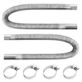 LOPYXBR Pack of 2 Exhaust Hose for Power Generator 60 cm Exhaust Hose with 4 Stainless Steel Clips Exhaust Pipe Car Stainless Steel Exhaust Pipe for Diesel Heating