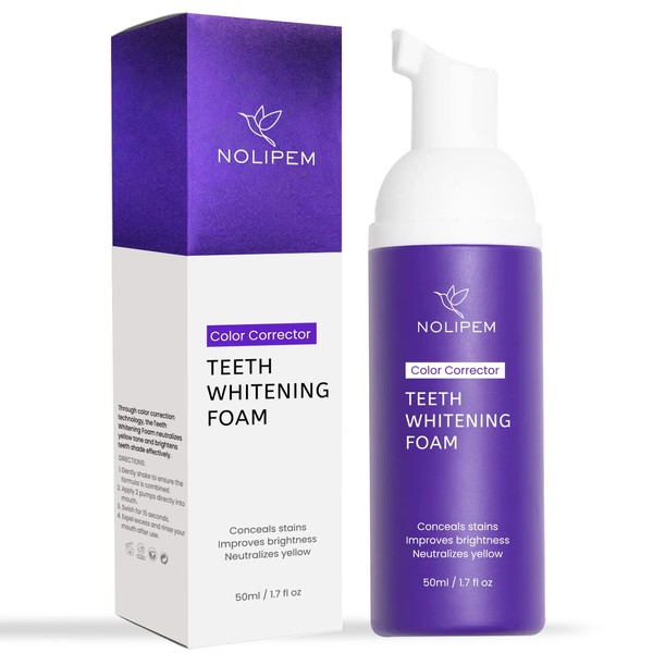 Purple Teeth Whitening, Tooth Stain Removal, V34 Color Corrector Serum, Teeth Whitening Booster, Purple Whitening Tooth Foam, Purple Toothpaste（50ml）