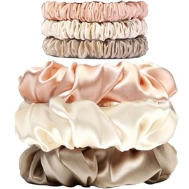 LilaLemon 6Pcs Silk Hair Scrunchies for Women, Lengthening Satin Scrunchies Hair Ties, Soft and Silky Hair Accessories for Girls, Hair Band Ponytail Holders Won't Snapped Elastic