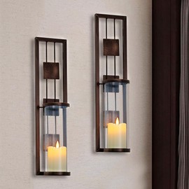 Shelving Solution Shelving Solution Wall Sconce Candle Holder Metal Wall Decorations for Living Room, Bathroom, Dining Room, Set of 2