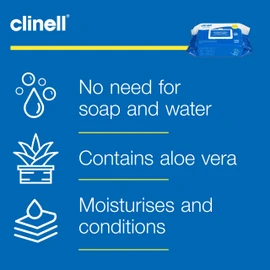 Clinell Clinell Antimicrobial Hand Wipes - Pack of 1 - 200 Wipes - Antibacterial, Suitable for Hands and Surfaces - Dermatologically Tested, Kills 99.99% of Germs