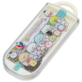 Skater TACC2AG-A Children's Antibacterial Slide Trio Set, Bento Box, Chopsticks, Spoon, Fork, Sumikko Gurashi, School, Girls, Made in Japan