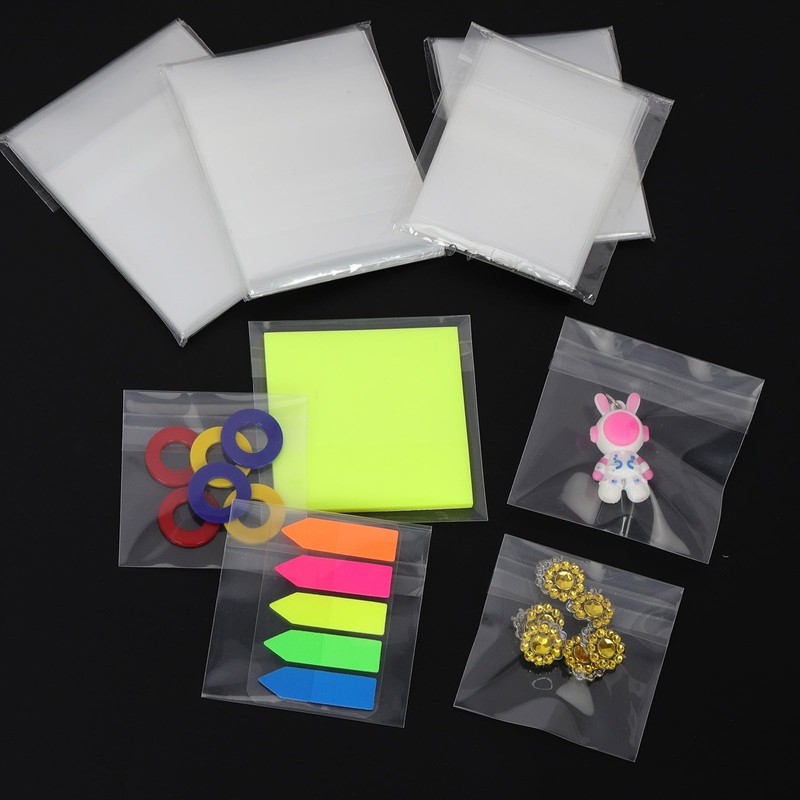 Glarks 200pcs 62/65/70/75/80/85/93/105mm Self Sealing Cellophane Bags Kit, Includes 8