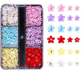 3D Flower Nail Charms,3D Flowers for Nails,More Then 600 Pcs of Mix Colors 3D Acrylic Flower Nail Art Rhinestones for Nail DIY Decorations (Mixed Color 1)
