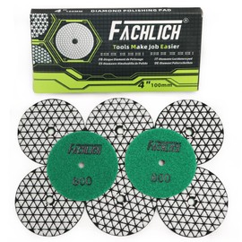 FACHLICH Dry Diamond Polishing Pads,100mm/4 Inch 8pcs Grit 800 for Granite,Marble,Quartz Stone Countertop,Sanding Grinder or Polisher Pads