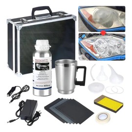 LYAKIXAZY Herramienta Restauración Faro Auto Renovación Limpieza Coche, 600 ML Herramienta Para Pulir Lente De Faro Con Caja, Renovación de Vapor Faro Kit Restauración De Faros Delanteros Automotrices
