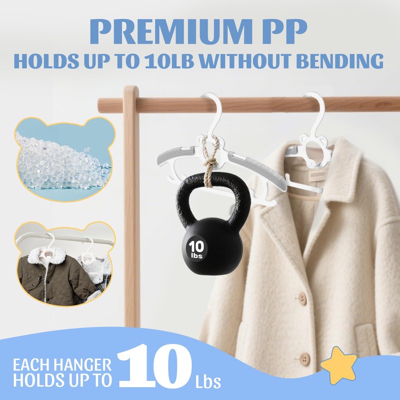 SIshynio 30 Pack Baby Hangers for Closet, Adjustable Space Saving