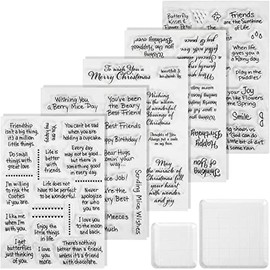 WooYangFun 5pcs Friends Thinking of You Words Clear Stamp 2pcs Acrylic Stamp Blocks for Card Making Decoration and Scrapbooking